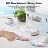 image:imageTECKNET Cloud Keyboard Wrist Rest Set Cloud Wrist Rest with NonSlip Base PU Leather Wrist Pad for Keyboard with Ergonomic Memory Foam for Computer Laptop Office Gaming and Pain Relief WhiteRainbow