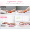 image:imageTECKNET Cloud Mouse Pad with Wrist Rest Ergonomic Cloud Wrist Rest with NonSlip Base PU Leather Memory Foam Mouse Pad Wrist Support for Keyboard and Mouse Pain Relief for Typing Gaming WhitePink