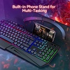 image:imageTECKNET Wired RGB Gaming Keyboard  26Key AntiGhosting 13 Lighting Modes SpillResistant 108 Membrane Keys Plug amp Play  with Ergonomic Wrist Rest amp Phone Holder for WindowsMac BlackBlack
