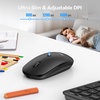 image:imageTECKNET Wireless Bluetooth Keyboard and Mouse Combo24G USB  Dual BT Rechargeable Keyboard Mouse Set Full Size Quiet Slim Keyboards and Mice for Laptop PC iPad Desktop BlackBlack