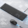 image:imageTECKNET Wireless Bluetooth Keyboard and Mouse Combo24G USB  Dual BT Rechargeable Keyboard Mouse Set Full Size Quiet Slim Keyboards and Mice for Laptop PC iPad Desktop BlackBlack