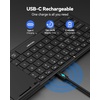image:imageTECKNET Wireless Foldable Bluetooth Keyboard Rechargeable Portable Keyboards for Travel with Number Pad FullSize Connect Up to 3 Devices for iPad Tablet Smartphone Laptop PC Windows GreyGrey