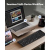 image:imageTECKNET Wireless Foldable Bluetooth Keyboard Rechargeable Portable Keyboards for Travel with Number Pad FullSize Connect Up to 3 Devices for iPad Tablet Smartphone Laptop PC Windows GreyBLACK