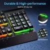 image:imageTECKNET Wireless Gaming Keyboard 2in1 24G Wireless amp Wired Computer Keyboard 15Zone RGB Backlight 4000mAh Rechargeable Battery 25 Antighosting Keys Metal PanelWhisper Quiet Gaming Switch
