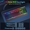 image:imageTECKNET Wireless Gaming Keyboard 2in1 24G Wireless amp Wired Computer Keyboard 15Zone RGB Backlight 4000mAh Rechargeable Battery 25 Antighosting Keys Metal PanelWhisper Quiet Gaming Switch