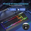 image:imageTECKNET Wireless Gaming Keyboard 2in1 24G Wireless amp Wired Computer Keyboard 15Zone RGB Backlight 4000mAh Rechargeable Battery 25 Antighosting Keys Metal PanelWhisper Quiet Gaming Switch