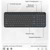 image:imageTECKNET Wireless Keyboard Bluetooth amp 24G USB Up to 4Device Connection USB C Rechargeable Battery Quiet Typing Compact Layout 7 Ergonomic Tilt Compatible with WindowsAndroidiOS BlackDeep Black