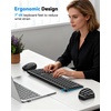image:imageTECKNET Wireless Keyboard Bluetooth amp 24G USB Up to 4Device Connection USB C Rechargeable Battery Quiet Typing Compact Layout 7 Ergonomic Tilt Compatible with WindowsAndroidiOS BlackDeep Black