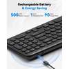image:imageTECKNET Wireless Keyboard Bluetooth amp 24G USB Up to 4Device Connection USB C Rechargeable Battery Quiet Typing Compact Layout 7 Ergonomic Tilt Compatible with WindowsAndroidiOS BlackBlack