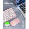 image:imageTECKNET Wireless Keyboard and Mouse Combo Mini Cordless Computer Keyboard and Mouse Set 24GHz Silent Adjustable 1600 DPI Quiet Click LagFree for Computer Laptop PC Windows Mac Chrome OSLIGHT PINK