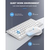 image:imageTECKNET Wireless Keyboard and Mouse Combo Mini Cordless Computer Keyboard and Mouse Set 24GHz Silent Adjustable 1600 DPI Quiet Click LagFree for Computer Laptop PC Windows Mac Chrome OSSilver White