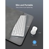 image:imageTECKNET Wireless Keyboard and Mouse Combo Mini Cordless Computer Keyboard and Mouse Set 24GHz Silent Adjustable 1600 DPI Quiet Click LagFree for Computer Laptop PC Windows Mac Chrome OSSilver White
