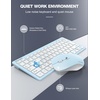 image:imageTECKNET Wireless Keyboard and Mouse Combo Mini Cordless Computer Keyboard and Mouse Set 24GHz Silent Adjustable 1600 DPI Quiet Click LagFree for Computer Laptop PC Windows Mac Chrome OSBlue  White