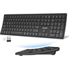 image:imageTECKNET Bluetooth Wireless Rechargeable Keyboard Multi Device Free Switching BT5024GWired Quiet Typing UltraSlim Full Size with Numpad for MacWindowsAndroidDesktopPC Stable ConnectionBlack