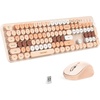 image:imageTECKNET Colorful Wireless Keyboard and Mouse Combo Dual Bluetooth amp 24G Quiet Retro Typewriter Style Full Size Bubble Keyboard with Number Pad Aesthetic Desk Set for Laptop PC and Office UseCream Peach