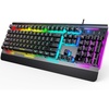 image:imageTECKNET Gaming Keyboard USB Wired Computer Keyboard 15Zone RGB Illumination IP32 Water Resistance 25 Antighosting Keys AllMetal Panel Whisper Quiet Gaming SwitchBlack
