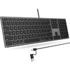 image:imageTECKNET Wired Keyboard for Mac UltraSlim Silent Keyboard with USB amp TypeC Dual Interface Full Size with Numeric Keypad Compatible with Apple MacBook ProAir iMac ProminiGrey and Black