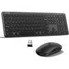 image:imageTECKNET Wireless Bluetooth Keyboard and Mouse Combo24G USB  Dual BT Rechargeable Keyboard Mouse Set Full Size Quiet Slim Keyboards and Mice for Laptop PC iPad Desktop BlackBlack