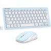 image:imageTECKNET Wireless Keyboard and Mouse Combo Mini Cordless Computer Keyboard and Mouse Set 24GHz Silent Adjustable 1600 DPI Quiet Click LagFree for Computer Laptop PC Windows Mac Chrome OSBlue  White