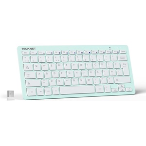 image:imageTECKNET 24G Wireless Keyboard  Mini Compact Keyboard with Media Hotkeys 12Month Battery Life Compatible with PC Desktop Laptop Smart TV  Blue