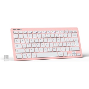 image:imageTECKNET 24G Wireless Keyboard  Mini Compact Keyboard with Media Hotkeys 12Month Battery Life Compatible with PC Desktop Laptop Smart TV  Pink