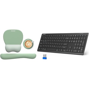 image:imageTECKNET 24GBT Bluetooth Keyboard Rechargeable  Gel Mouse Pad amp Keyboard Wrist Rest