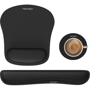 image:imageTECKNET 3in1 Mouse Pad with Wrist Rest amp Keyboard Pad Set  Memory Foam Keyboard and Mouse pad for Desk Laptop Computer  Mousepads amp Wrist Rests for Office or GamingBlack