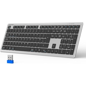 image:imageTECKNET Bluetooth Keyboard Wireless Keyboard Rechargeable 24GHz USB 4 Multi Devices Ultra Slim Full Size