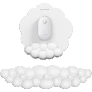 image:imageTECKNET Cloud Mouse Pad with Wrist Rest Ergonomic Cloud Wrist Rest with NonSlip Base PU Leather Memory Foam Mouse Pad Wrist Support for Keyboard and Mouse Pain Relief for Typing Gaming WhiteWhite