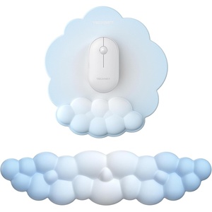 image:imageTECKNET Cloud Mouse Pad with Wrist Rest Ergonomic Cloud Wrist Rest with NonSlip Base PU Leather Memory Foam Mouse Pad Wrist Support for Keyboard and Mouse Pain Relief for Typing Gaming WhiteBlue