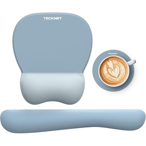 image:imageTECKNET Gel Mouse Pad with Wrist Rest 3 in 1 Keyboard Wrist Rest for Pain Relief NonSlip PU Base amp Easy Typing Ergonomic Mousepad Set for Office amp HomeBlackBlue