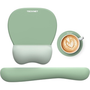 image:imageTECKNET Gel Mouse Pad with Wrist Rest 3 in 1 Keyboard Wrist Rest for Pain Relief NonSlip PU Base amp Easy Typing Ergonomic Mousepad Set for Office amp HomeBlackGreen