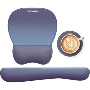 image:imageTECKNET Gel Mouse Pad with Wrist Rest 3 in 1 Keyboard Wrist Rest for Pain Relief NonSlip PU Base amp Easy Typing Ergonomic Mousepad Set for Office amp HomeBlackBlue Purple Gradient