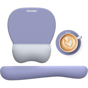 image:imageTECKNET Gel Mouse Pad with Wrist Rest 3 in 1 Keyboard Wrist Rest for Pain Relief NonSlip PU Base amp Easy Typing Ergonomic Mousepad Set for Office amp HomeBlackPurple