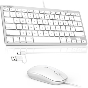 image:imageTECKNET USB Wired Keyboard and Mouse for Mac Dual InterfaceTypeC and USB A Ergonomic Slim Keyboard Set Compatible with MacBook iMac Mac miniPro WhiteWhite