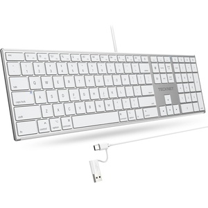 image:imageTECKNET Wired Keyboard for Mac UltraSlim Silent Keyboard with USB amp TypeC Dual Interface Full Size with Numeric Keypad Compatible with Apple MacBook ProAir iMac ProminiSliver and White