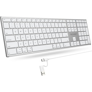 image:imageTECKNET Wired Keyboard for Mac UltraSlim Silent Keyboard with USB amp TypeC Dual Interface Full Size with Numeric Keypad Compatible with Apple MacBook ProAir iMac Prominiwhite
