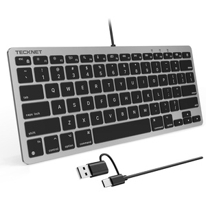 image:imageTECKNET Wired Keyboard for MacOS Devices with Dual Interface Slim Mac Keyboard Comfortable Ergonomic Typing Angle amp Stable Connection for PCLaptop Compatible with MacBook iMac Mac Black Gray
