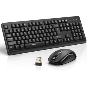 image:imageTECKNET Wireless Keyboard and Mouse Combo FullSize Ergonomic Keyboard amp Optical Mouse LowNoise Typing amp ClickingLong Battery LifeSpillResistant24G LagFree USB Receiver for PCLaptopComputerBlack