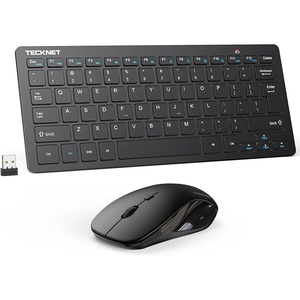 image:imageTECKNET Wireless Keyboard and Mouse Combo Mini Cordless Computer Keyboard and Mouse Set 24GHz Silent Adjustable 1600 DPI Quiet Click LagFree for Computer Laptop PC Windows Mac Chrome OSBlack