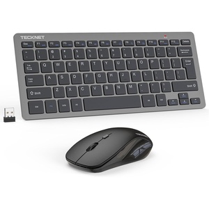 image:imageTECKNET Wireless Keyboard and Mouse Combo Mini Cordless Computer Keyboard and Mouse Set 24GHz Silent Adjustable 1600 DPI Quiet Click LagFree for Computer Laptop PC Windows Mac Chrome OSBlack Gray