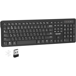 image:imageTECKNET Wireless Keyboards Support 24G USB and Bluetooth  Full Size Computer Keyboards with Number Pad Multi Device for PC Desktop Laptop Tablet 105 Days Standby Time BlackBlack