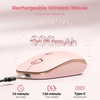image:imageTECKNET Wireless MouseRechargeable Slim Portable Silent Computer Mouse with 24GHz USB ReceiverQuiet amp Lightweight Long Battery Life Optical Mice for NotebookPCLaptopComputerRose pink