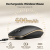 image:imageTECKNET Wireless MouseRechargeable Slim Portable Silent Computer Mouse with 24GHz USB ReceiverQuiet amp Lightweight Long Battery Life Optical Mice for NotebookPCLaptopComputerBlack gold