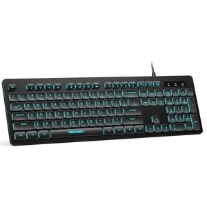 image:imageTECKNET Wired KeyboardSilent USB Keyboard for OfficeSpillResistantSlim FullSize Membrane LayoutPlug and Play for PCLaptopMacRGB Backlit