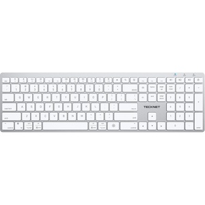 image:imageTECKNET Backlit Bluetooth Keyboard for Mac MultiDevice Rechargeable Quiet  Compatible Apple Keyboard for MacBook ProAir iMac Up to 3 Devices Numeric Keypad 1600 mAh Steel Stable WirelessWhite