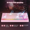 image:imageTECKNET Gaming Keyboard USB Wired Computer Keyboard 15Zone RGB Illumination IP32 Water Resistance 25 Antighosting Keys AllMetal Panel Whisper Quiet Gaming SwitchPink