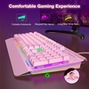 image:imageTECKNET Gaming Keyboard USB Wired Computer Keyboard 15Zone RGB Illumination IP32 Water Resistance 25 Antighosting Keys AllMetal Panel Whisper Quiet Gaming SwitchPink