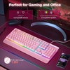 image:imageTECKNET Gaming Keyboard USB Wired Computer Keyboard 15Zone RGB Illumination IP32 Water Resistance 25 Antighosting Keys AllMetal Panel Whisper Quiet Gaming SwitchPink