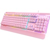 image:imageTECKNET Gaming Keyboard USB Wired Computer Keyboard 15Zone RGB Illumination IP32 Water Resistance 25 Antighosting Keys AllMetal Panel Whisper Quiet Gaming SwitchPink